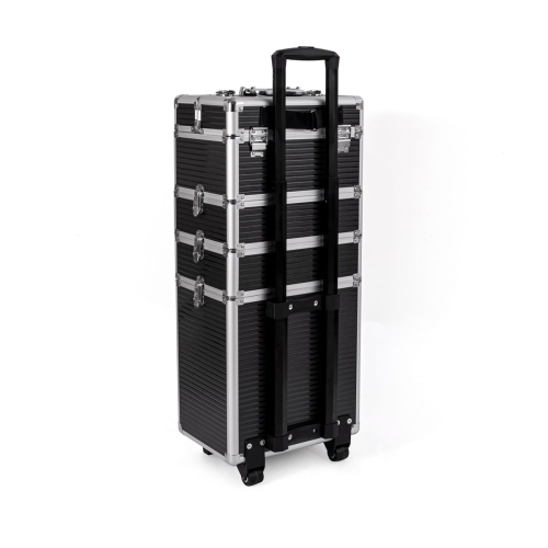 Trolley - kufer na kółkach - kuferek - wózek kosmetyczny - czarny w paski