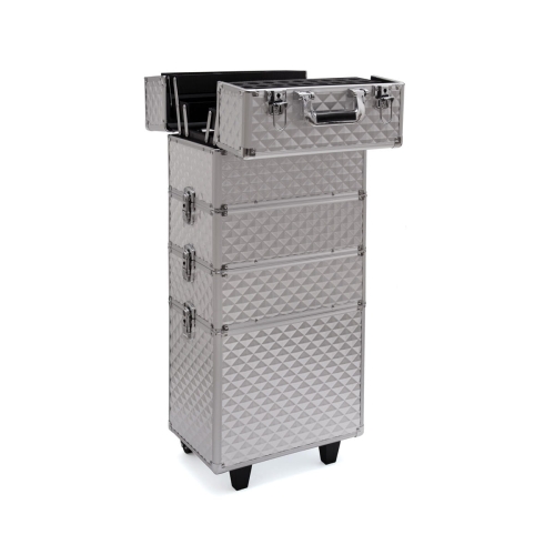 Trolley kosmetyczny z półką na lakiery - srebrny Cube