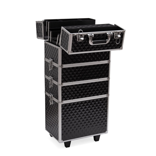 Trolley kosmetyczny z półką na lakiery - czarny Cube