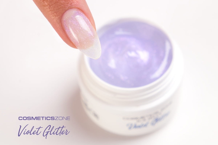 Żel do przedłużania paznokci UV LED galaretka ICE JELLY - fioletowy z brokatem - Violet Glitter