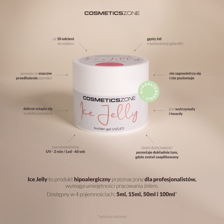 Nail extension gel UV LED Ice Jelly Violet Glitter 5ml