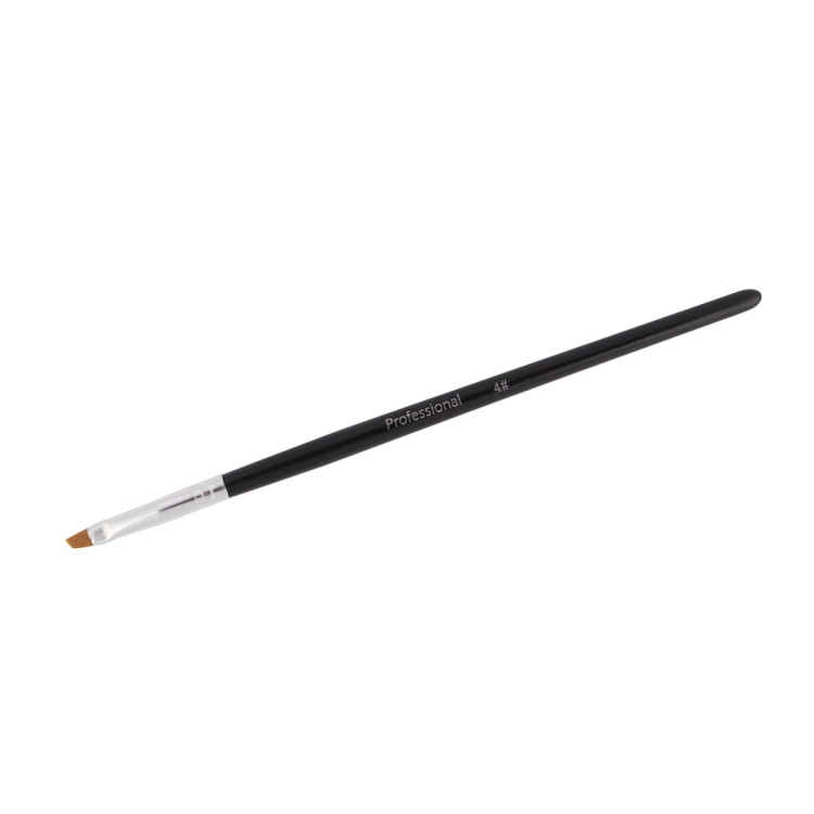 Czarny pędzelek do żelu i akrylożelu z metalową końcówką i skośnie ściętym włosiem
