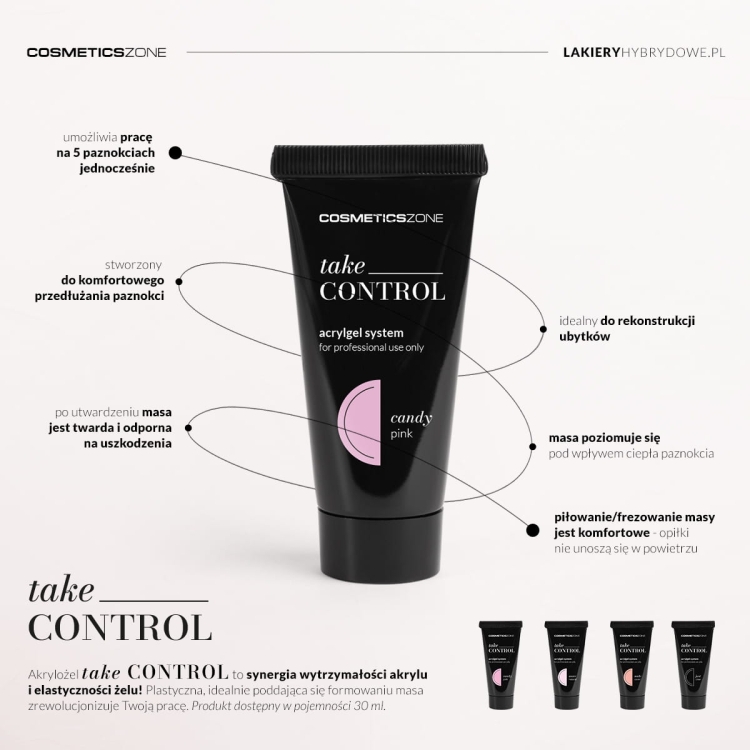 Cechy charakterystyczne dla akrylożelu Cosmetics Zone