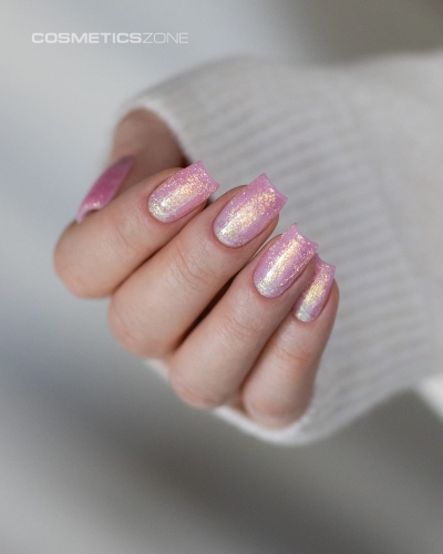 Hipoalergiczna baza żelowa do przedłużania Gelly BE brokatowa różowa - Pink Nebula 15ml stylizacja z topem no wipe