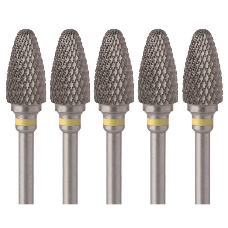 Set of 5 burrs – Carbide burr for gel, hybrid and acrylic – large cone shape – very fine K11
