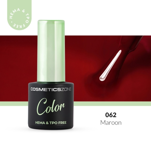 Lakier hybrydowy hipoalergiczny ciemny czerwony 7ml – Maroon 062