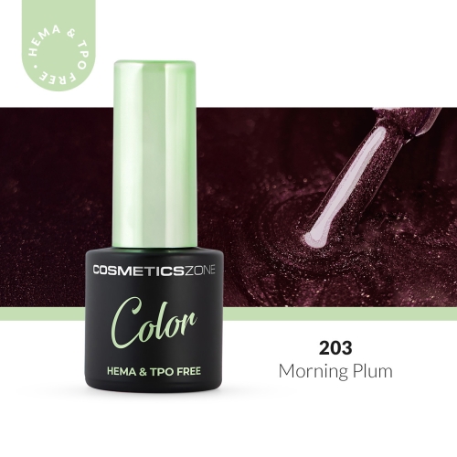 Lakier hybrydowy hipoalergiczny ciemny fiolet z drobinkami 7ml - Morning Plum 203