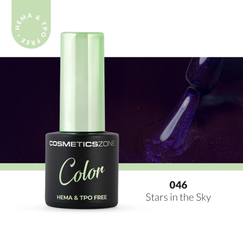 Lakier hybrydowy hipoalergiczny ciemny granatowy z drobinkami 7ml - Stars in the Sky 046 bez HEMA i bez TPO