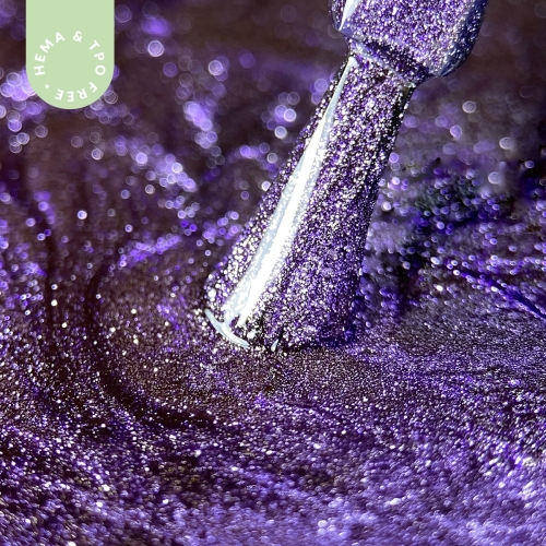 Lakier hybrydowy hipoalergiczny fioletowy metaliczny 7ml - Glitter Purple 089 bez HEMA i bez TPO