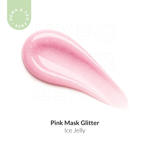 Żel budujący do paznokci UV LED galaretka ICE JELLY mlecznoróżowy z brokatem - Pink Mask Glitter 15ml bez HEMA i bez TPO