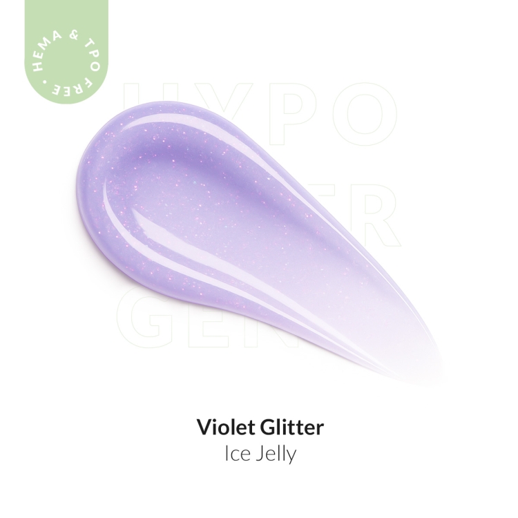 Żel do przedłużania paznokci UV LED galaretka ICE JELLY - fioletowy z brokatem - Violet Glitter 5ml bez HEMA i bez TPO