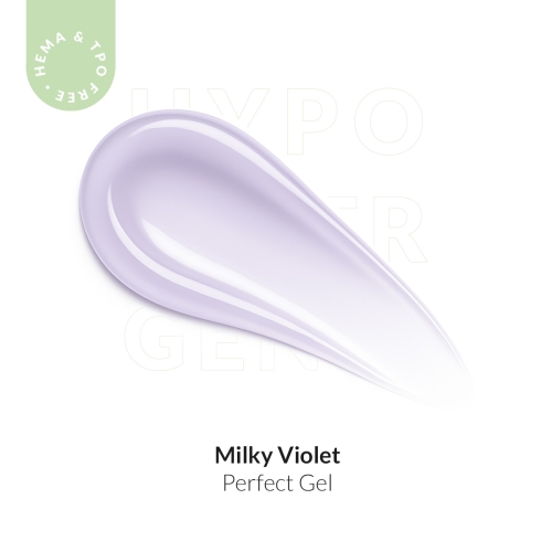 Paznokcie przedłużone samopoziomującym żelem do paznokci w kolorze Milky Violet