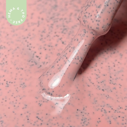 Lakier hybrydowy hipo różowy z czarnymi drobinkami K003 - Strawberry Mouss bez HEMA i bez TPO