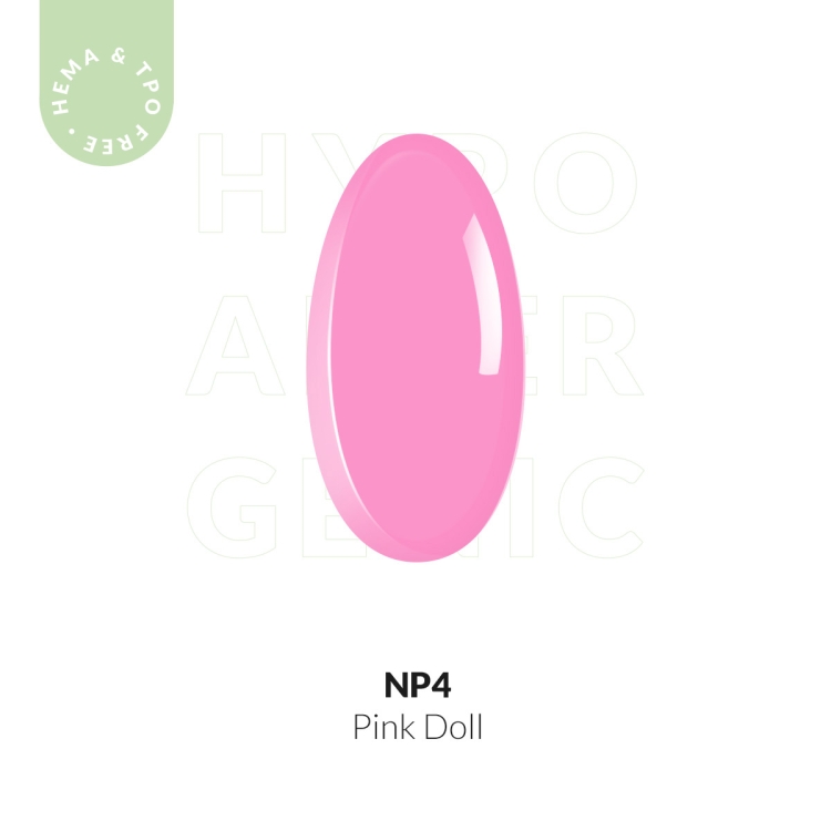 Lakier hybrydowy hipoalergiczny cukierkowy róż 7ml - Pink Doll NP4 bez HEMA i bez TPO