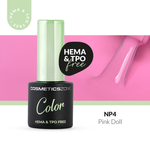 Lakier hybrydowy hipoalergiczny cukierkowy róż 7ml - Pink Doll NP4 bez HEMA i bez TPO