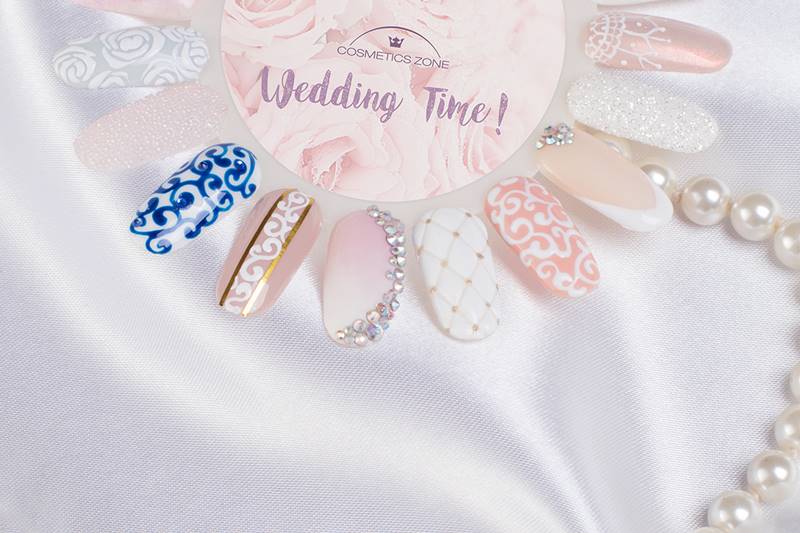 Manicure hybrydowy. propozycje ślubnych wzorów