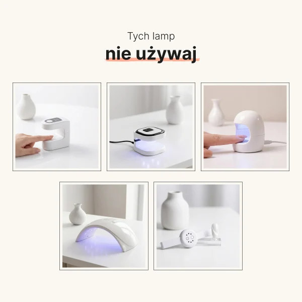 Mini lampy UV LED na jeden palec nie są odpowiednie do prawidłowego utwardzania lakierów hybrydowych, żeli i akrylożeli