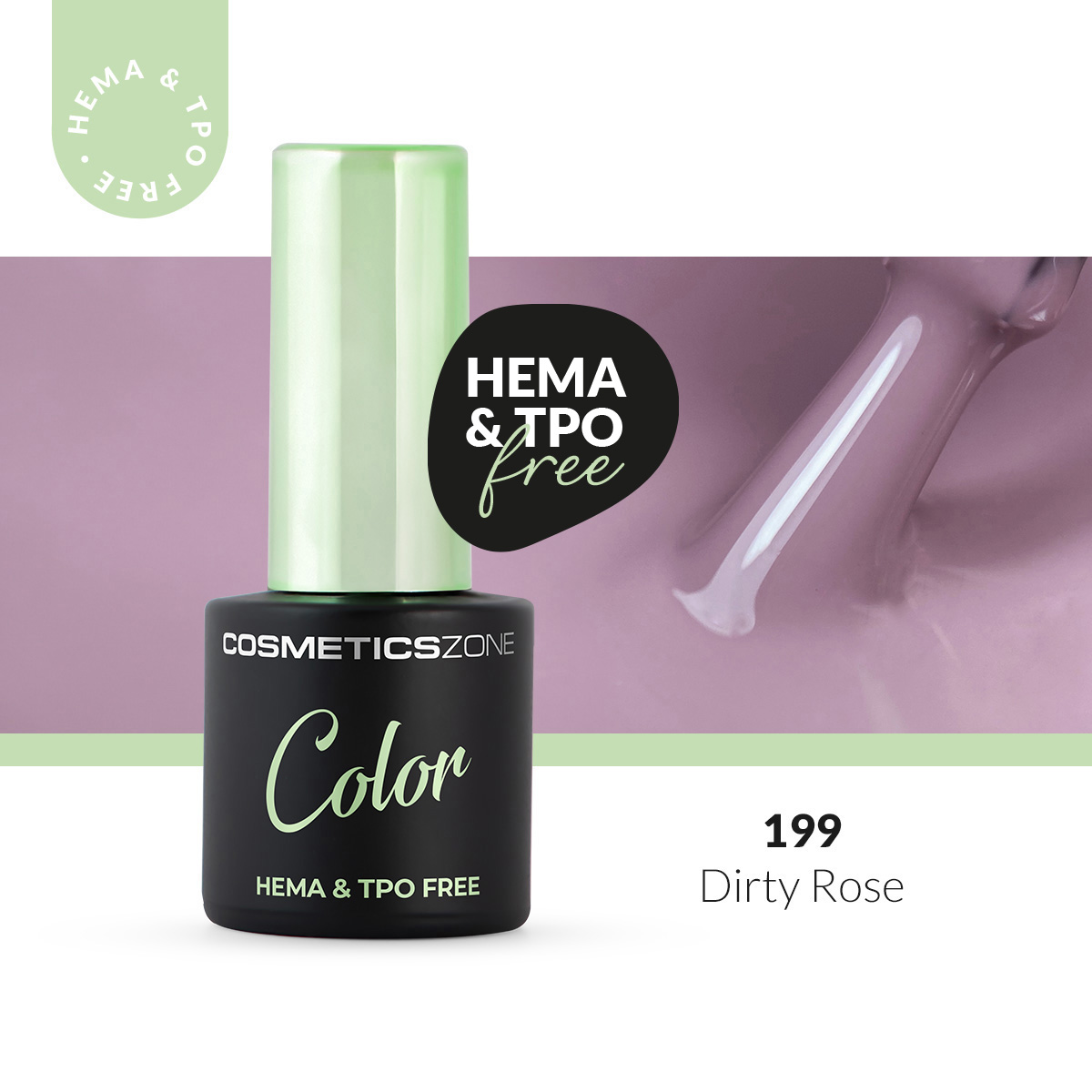 Lakier hybrydowy hipoalergiczny brudny róż 7ml - Dirty Rose 199 bez HEMA i bez TPO