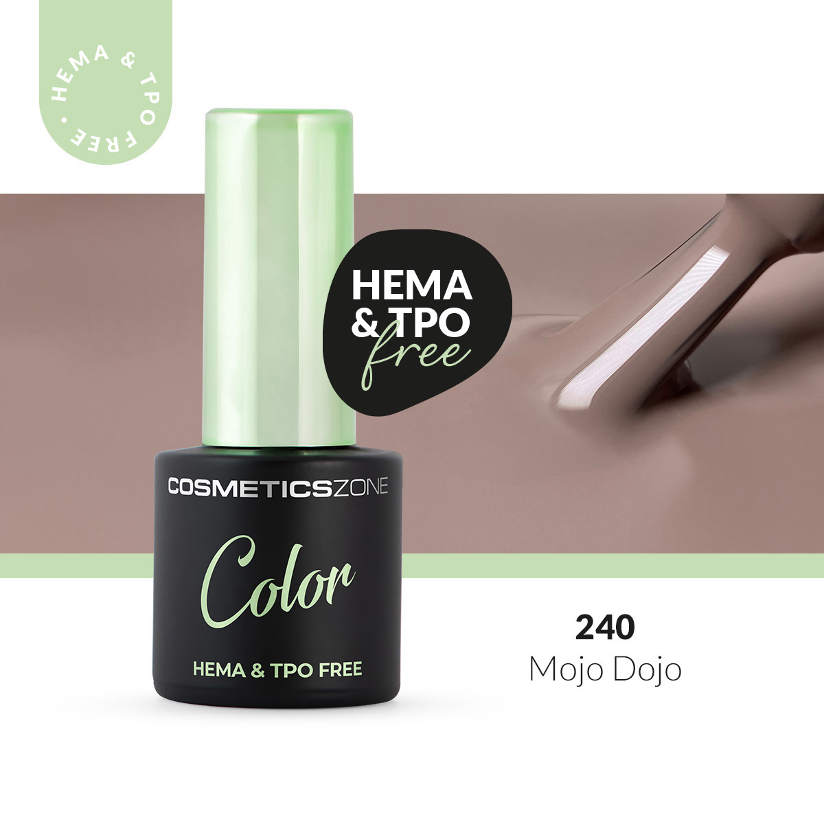 Lakier hybrydowy hipoalergiczny brązowy 7ml - Mojo Dojo 240 bez HEMA i bez TPO