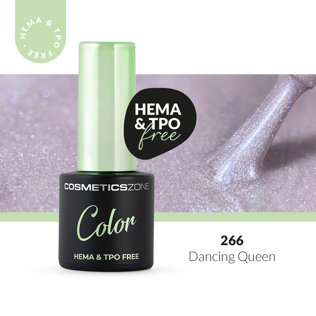 Lakier hybrydowy hipoalergiczny metaliczny chłodny róż 7ml - Dancing Queen 266 bez HEMA i bez TPO