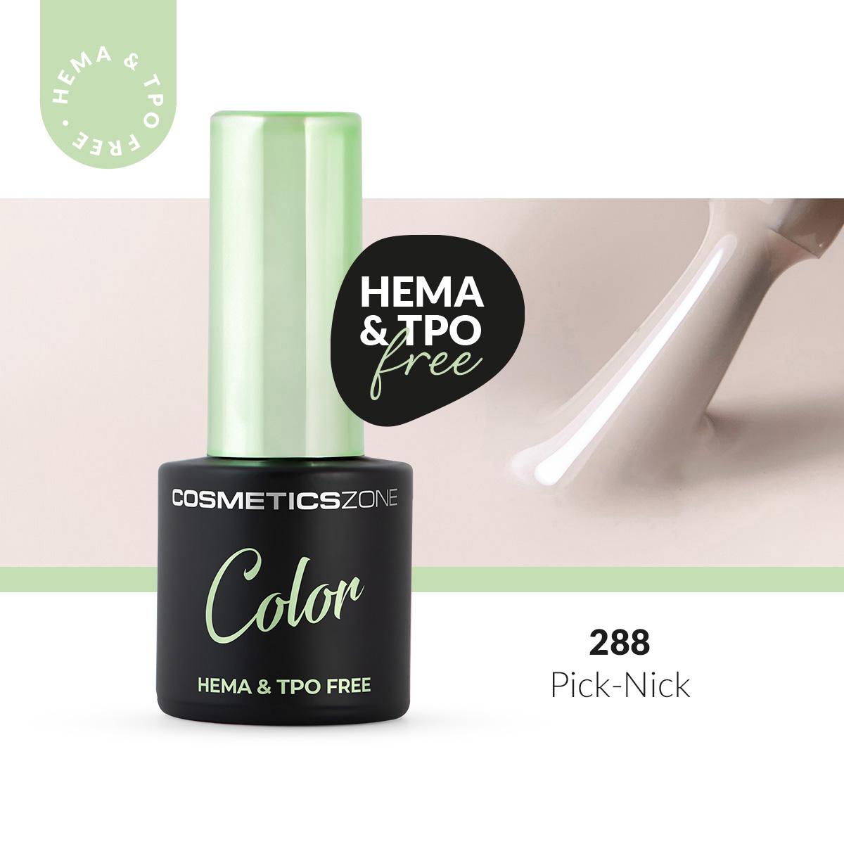 Lakier hybrydowy hipoalergiczny beżowy 7ml - Pick-Nick 288 bez HEMA i bez TPO