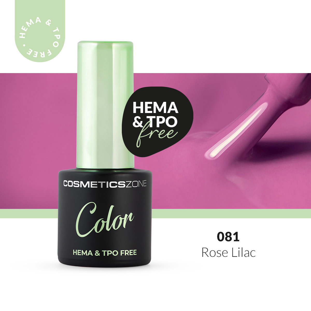 Lakier hybrydowy hipoalergiczny jasny fioletowy wrzosowy 7ml - Rose Lilac 081 bez HEMA i bez TPO