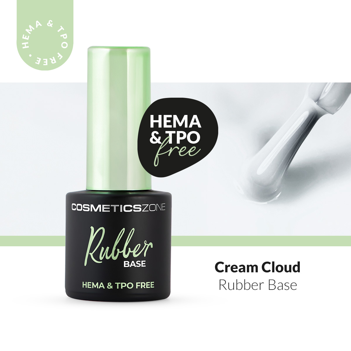 Hypoallergenic Rubber Base milky white - Cream Cloud 7ml without HEMA and TPO