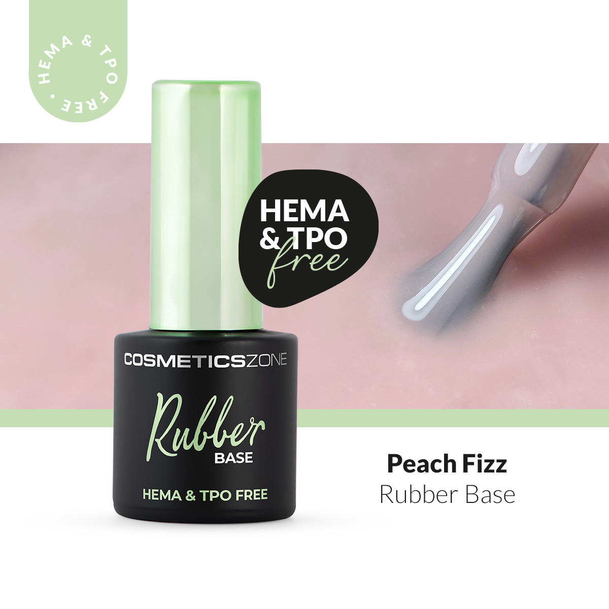 Baza kauczukowa hipoalergiczna Rubber Base brzoskwiniowa - Peach Fizz 7ml bez HEMA i bez TPO