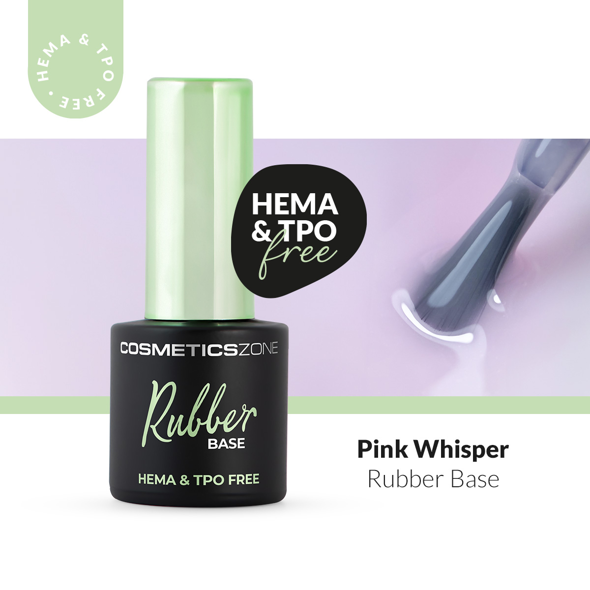 Baza kauczukowa hipoalergiczna Rubber Base jasnoróżowa - Pink Whisper 7ml bez HEMA i bez TPO