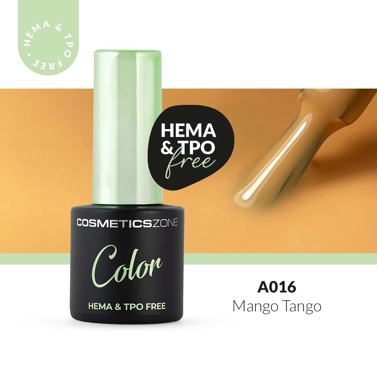 Lakier hybrydowy hipoalergiczny jasny pomarańczowy 7ml - Mango Tango A016 bez HEMA i bez TPO