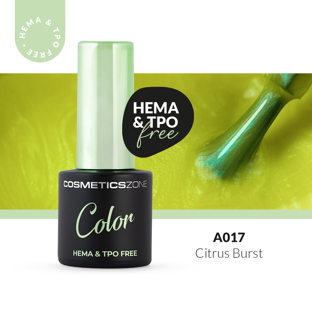 Lakier hybrydowy hipoalergiczny transparentny żółty perłowy 7ml - Citrus Burst A017 bez HEMA i bez TPO