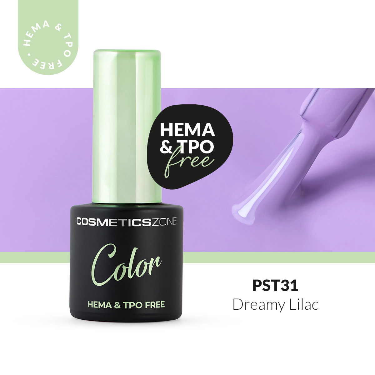Lakier hybrydowy hipoalergiczny jasny fioletowy 7ml - Dreamy Lilac PST31 bez HEMA i bez TPO