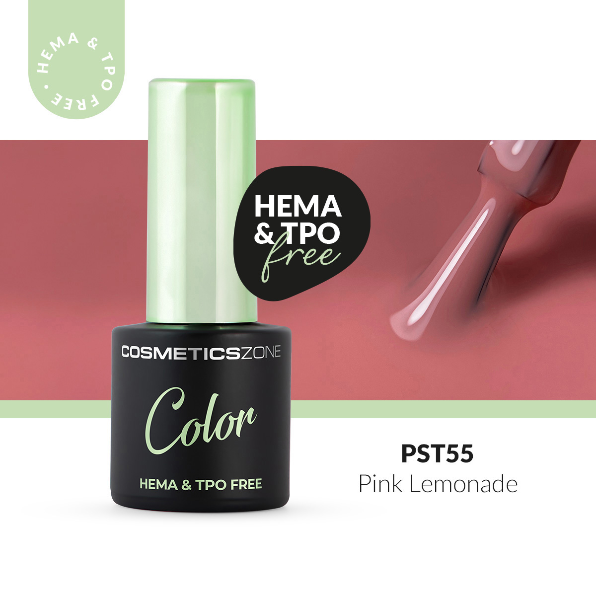 Lakier hybrydowy hipoalergiczny cukierkowy różowy 7ml - Pink Lemonade PST55 bez HEMA i bez TPO