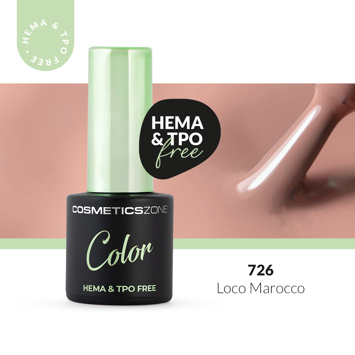 Lakier hybrydowy hipoalergiczny brudny róż 7ml - Loco Marocco 726 bez HEMA i bez TPO