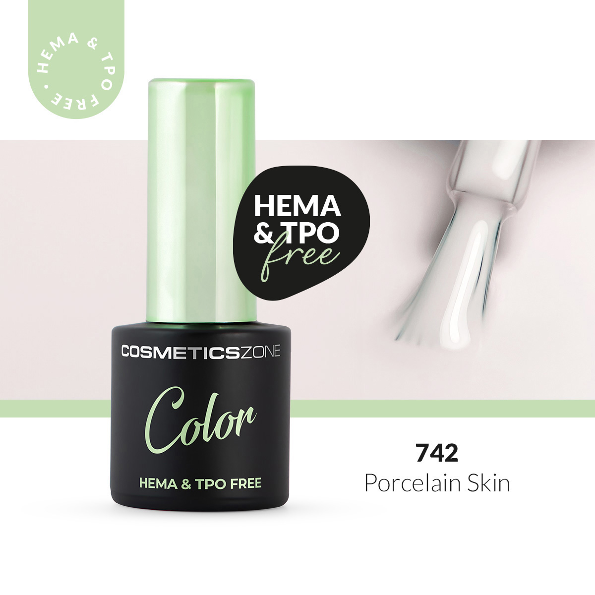Lakier hybrydowy hipoalergiczny porcelanowy róż 7ml - Porcelain Skin 742 bez HEMA i bez TPO