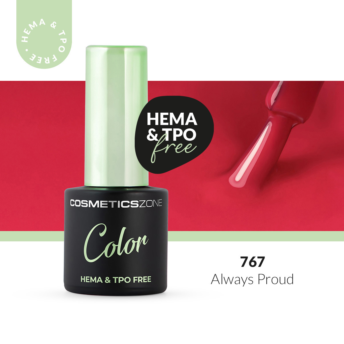 Lakier hybrydowy hipoalergiczny malinowy róż 7ml - Always Proud 767 bez HEMA i bez TPO