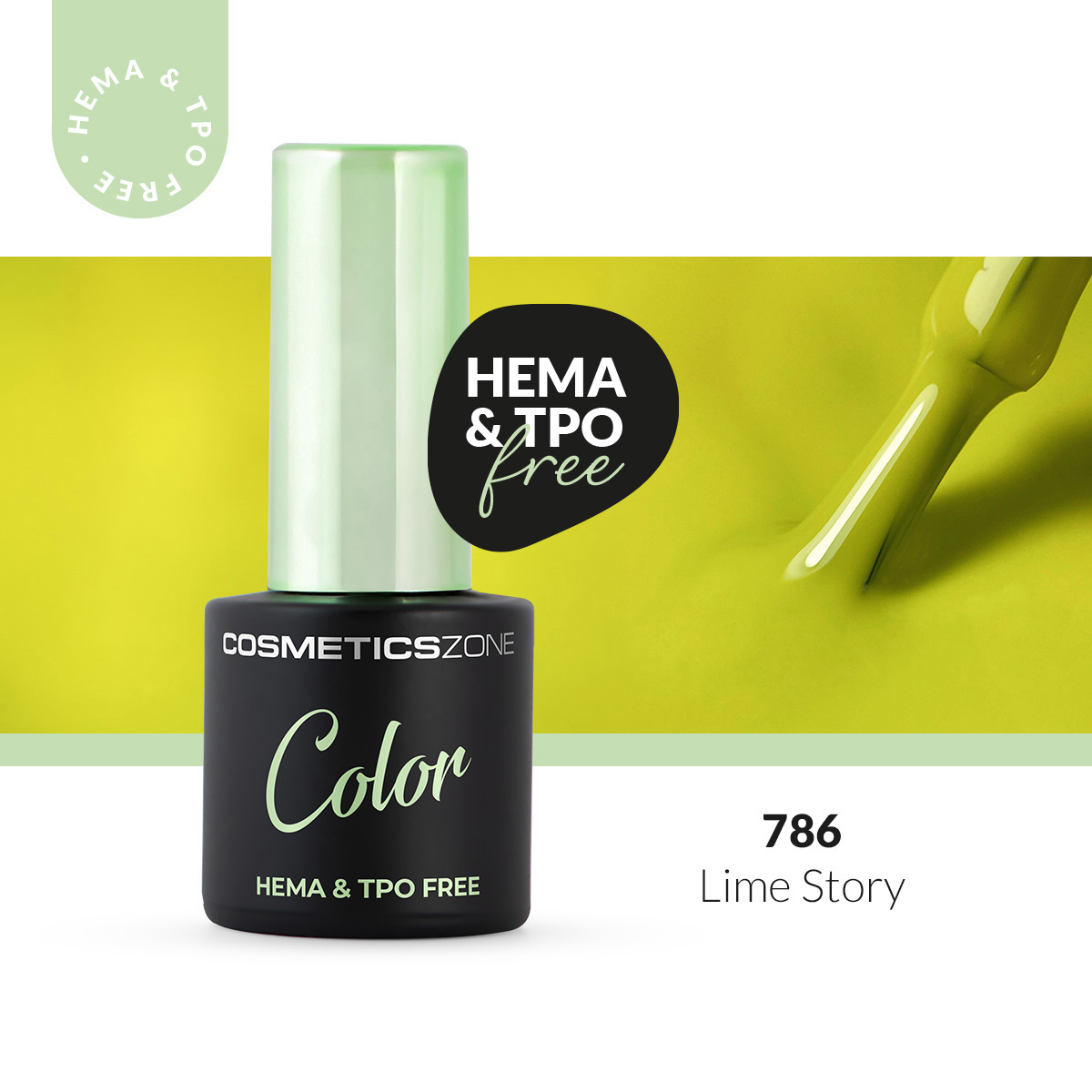 Lakier hybrydowy hipoalergiczny jasny zielony 7ml - Lime Story 786 bez HEMA i bez TPO