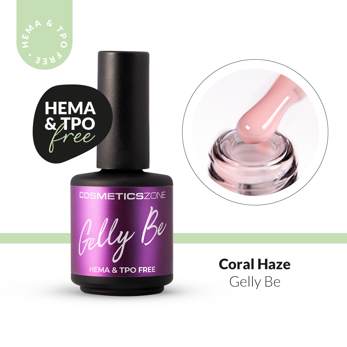 Hipoalergiczna baza żelowa do przedłużania Gelly BE Plus koralowa - Coral Haze 15ml bez HEMA i bez TPO