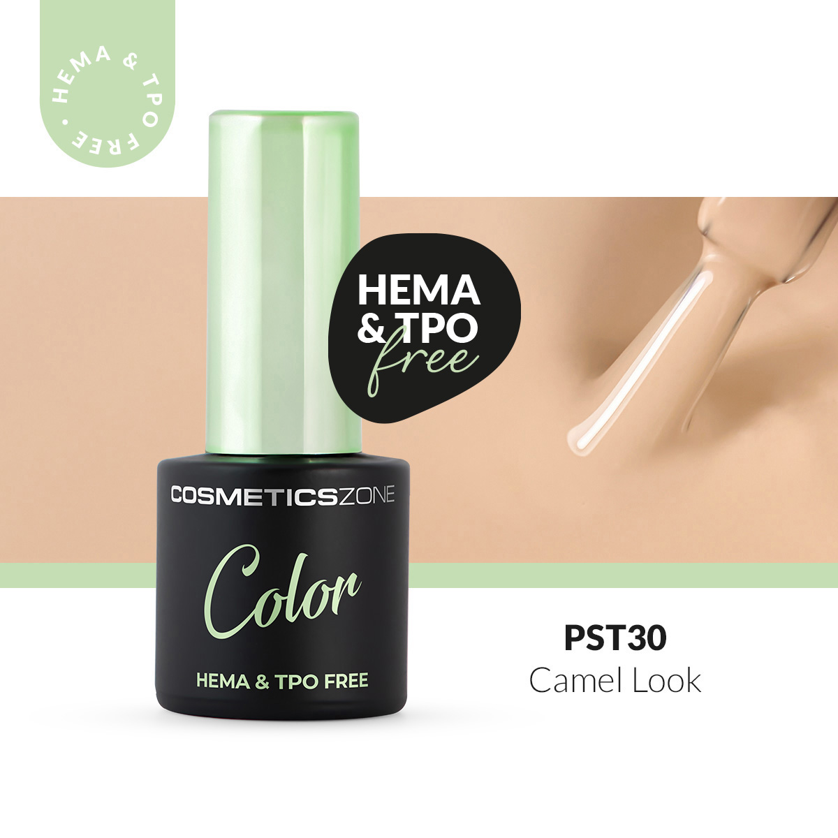 Lakier hybrydowy hipoalergiczny beżowy 7ml - Camel Look PST30 bez HEMA i bez TPO